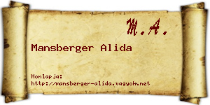 Mansberger Alida névjegykártya